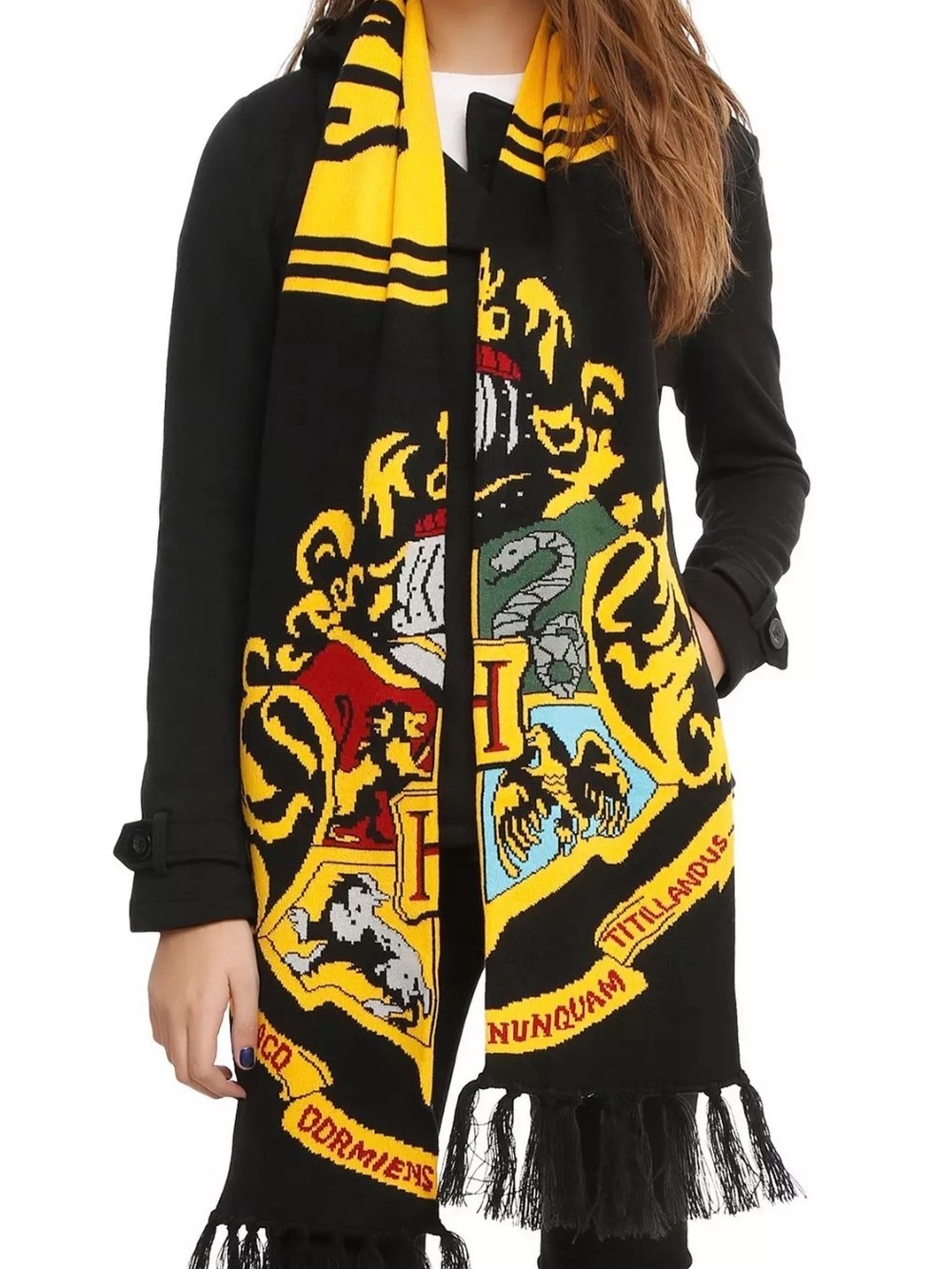 Warner Bros. Harry Potter Black & Yellow Hogwarts Crest Knit Scarf